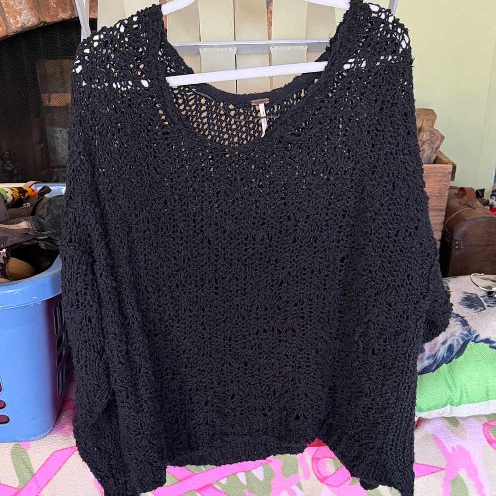 Free People Black Crochet Sweater - Picture 3 of 3